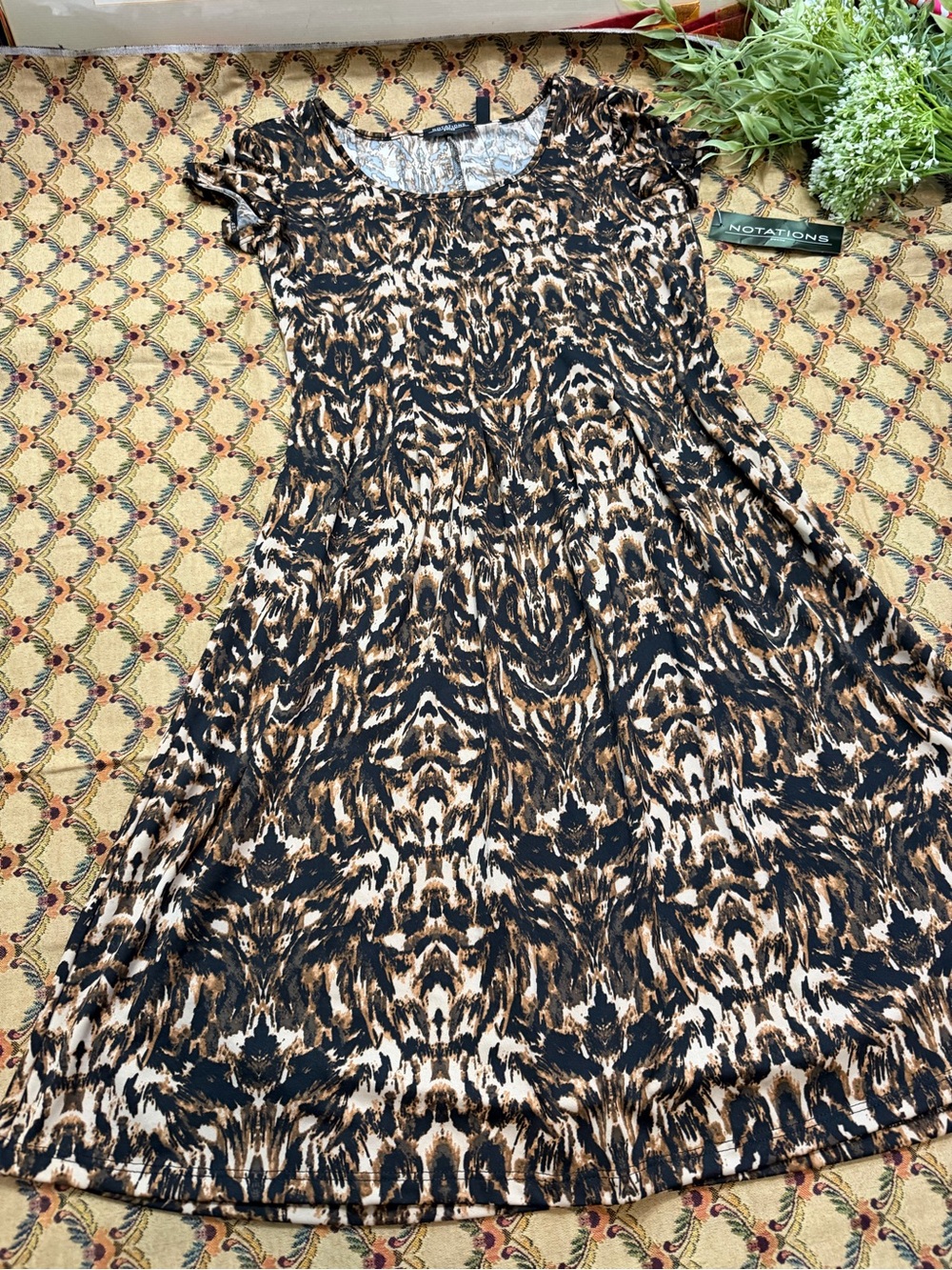 Animal Print Short Sleeve Dress -Petite Small new